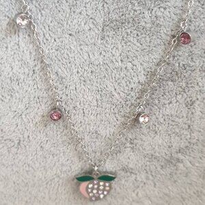 Silver Pear Charm Necklace Pendant Chain Multi Color Crystal Fashion Jewelry